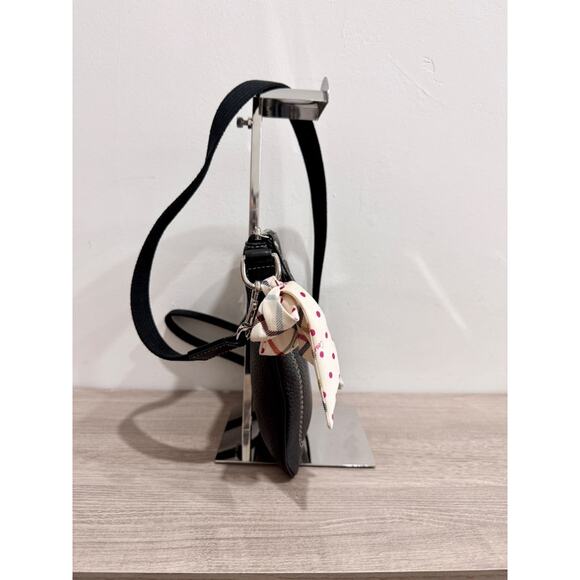 Coach Small Black Leather Messenger Crossbody Bag with Adorable Silk Bow - Picture 2 of 9